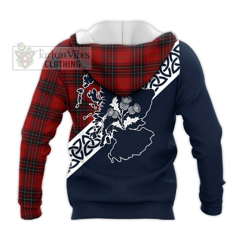 Tartan Vibes Clothing Wemyss Tartan Knitted Hoodie Featuring Thistle and Scotland Map