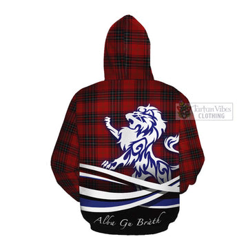 Wemyss Tartan Cotton Hoodie with Alba Gu Brath Regal Lion Emblem