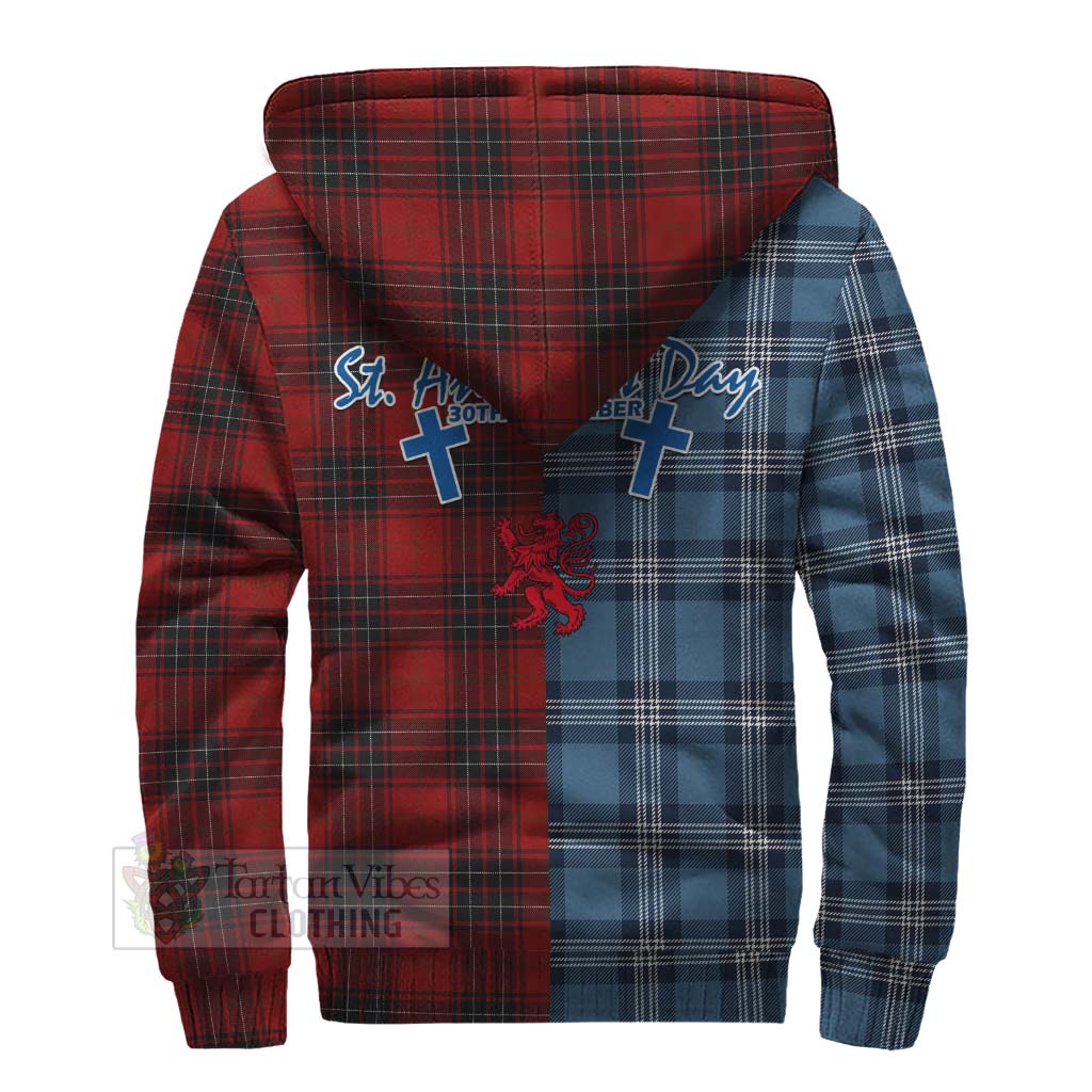 Tartan Vibes Clothing Wemyss Tartan Sherpa Hoodie Happy St. Andrew's Day Half Tartan Style