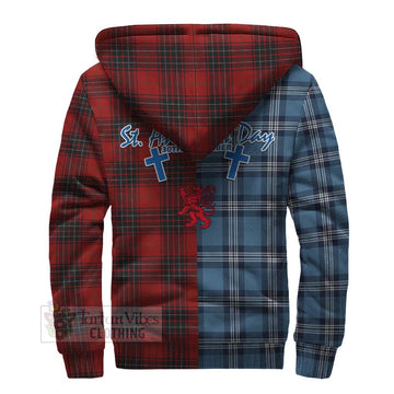 Wemyss Tartan Sherpa Hoodie Happy St. Andrew's Day Half Tartan Style