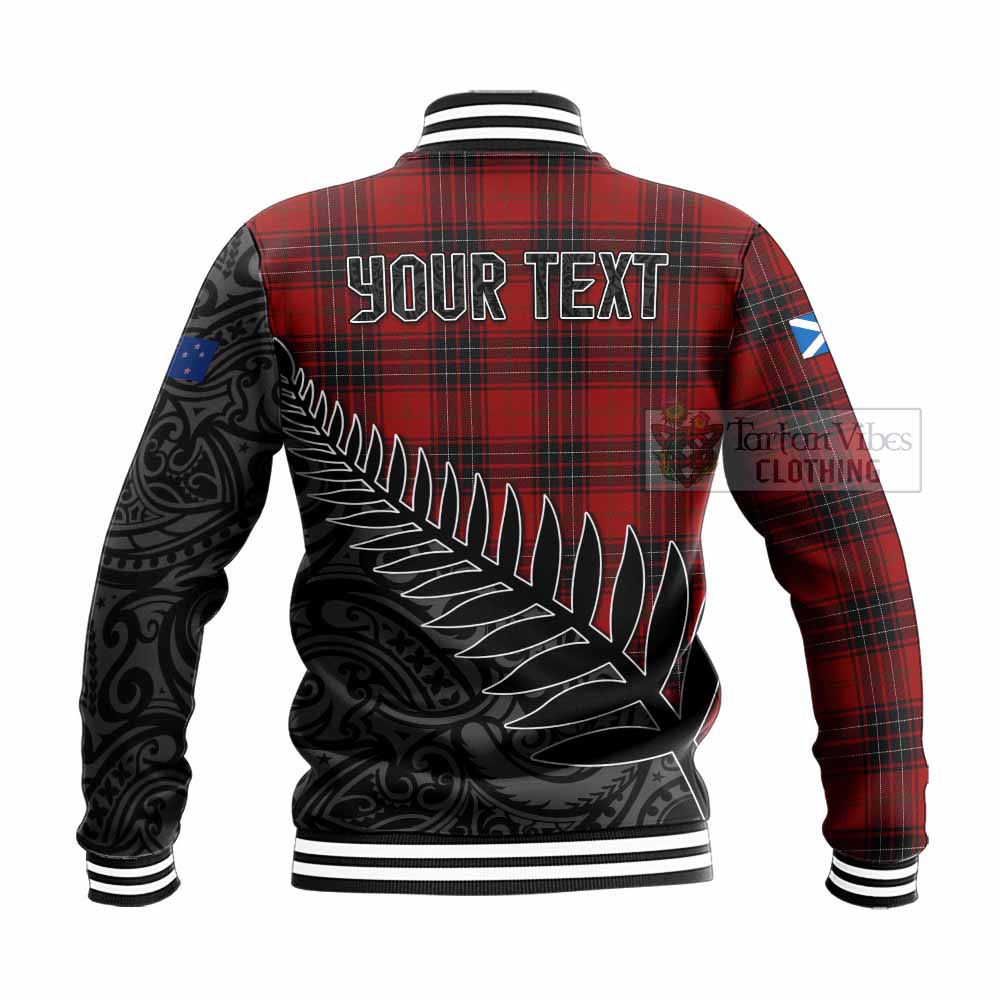 Tartan Vibes Clothing Wemyss Crest Tartan Baseball Jacket with New Zealand Silver Fern Half Style