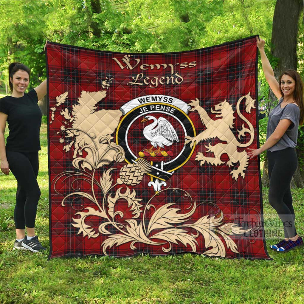 Tartan Vibes Clothing Wemyss Tartan Quilt with Family Crest and Scottish Symbol Style