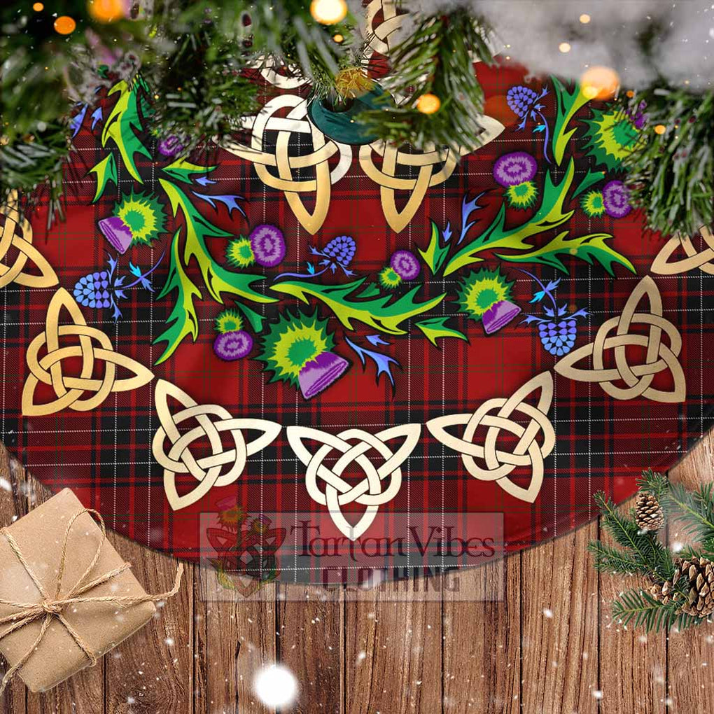 Tartan Vibes Clothing Wemyss Tartan Christmas Tree Skirt with Thistle Celtic Knot Style