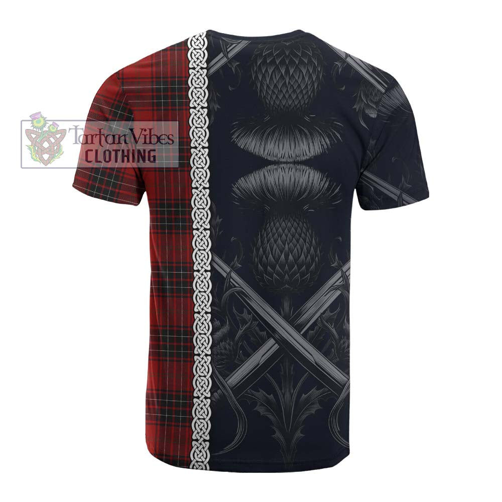 Tartan Vibes Clothing Wemyss Tartan Cotton T-shirt with Family Crest Cross Sword Thistle Celtic Vibes