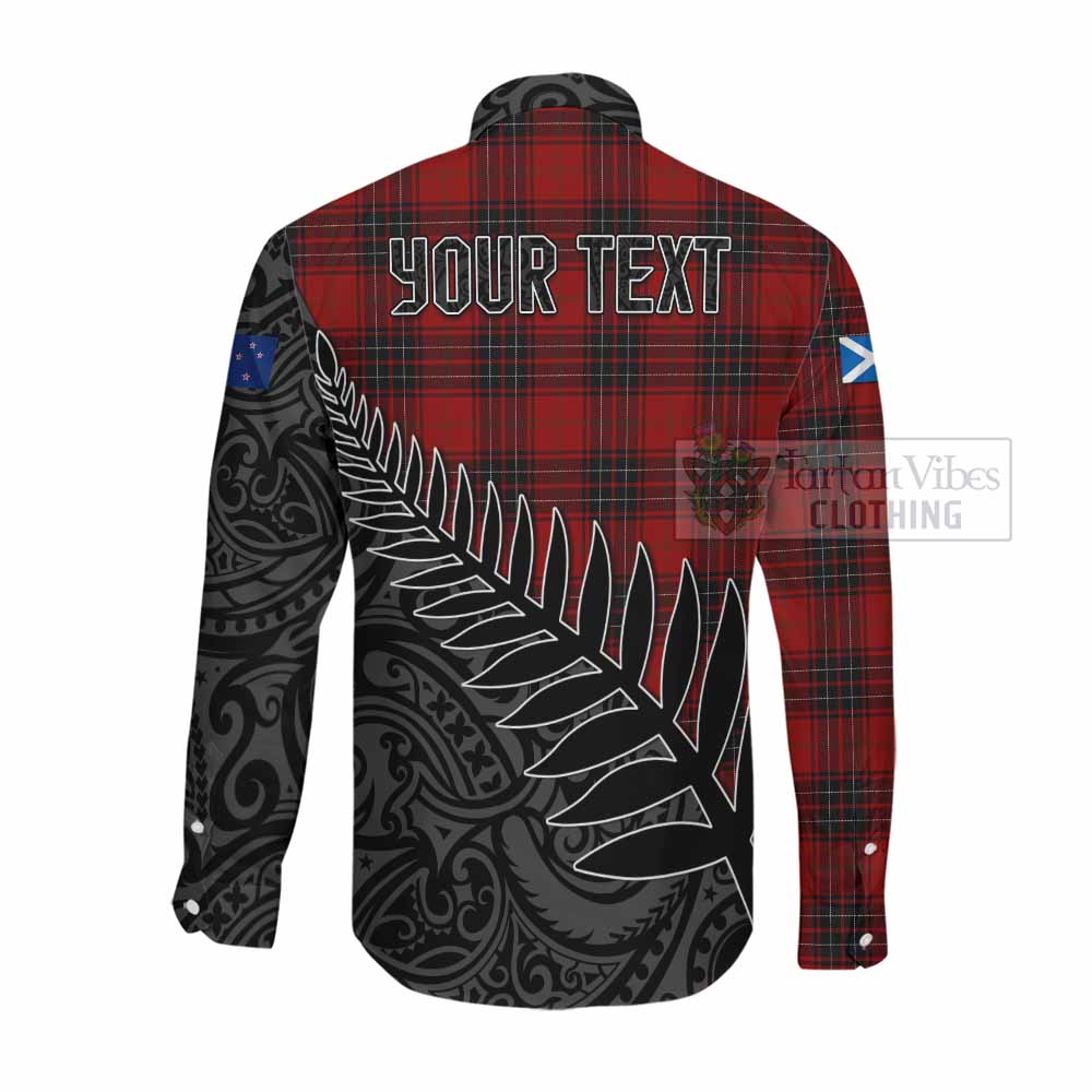 Wemyss Crest Tartan Long Sleeve Button Shirt with New Zealand Silver Fern Half Style Men's Shirt - Tartan Vibes Clothing