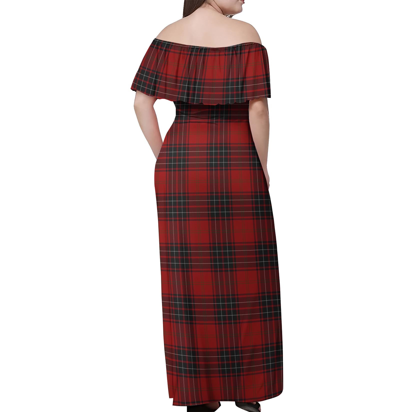 Wemyss Tartan Off Shoulder Long Dress - Tartanvibesclothing