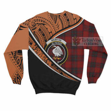 Wemyss Crest Tartan Sweatshirt with Polynesian Vibes Style - Orange Version