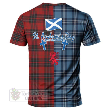 Wemyss Tartan T-Shirt Happy St. Andrew's Day Half Tartan Style