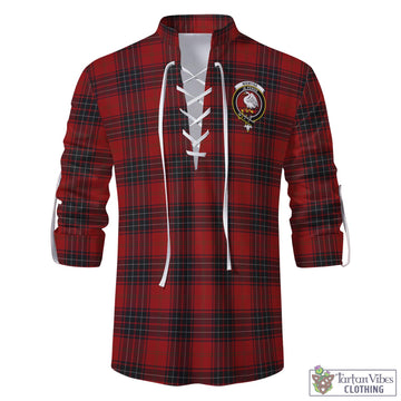 Wemyss Tartan Men's Scottish Traditional Jacobite Ghillie Kilt Shirt with Family Crest