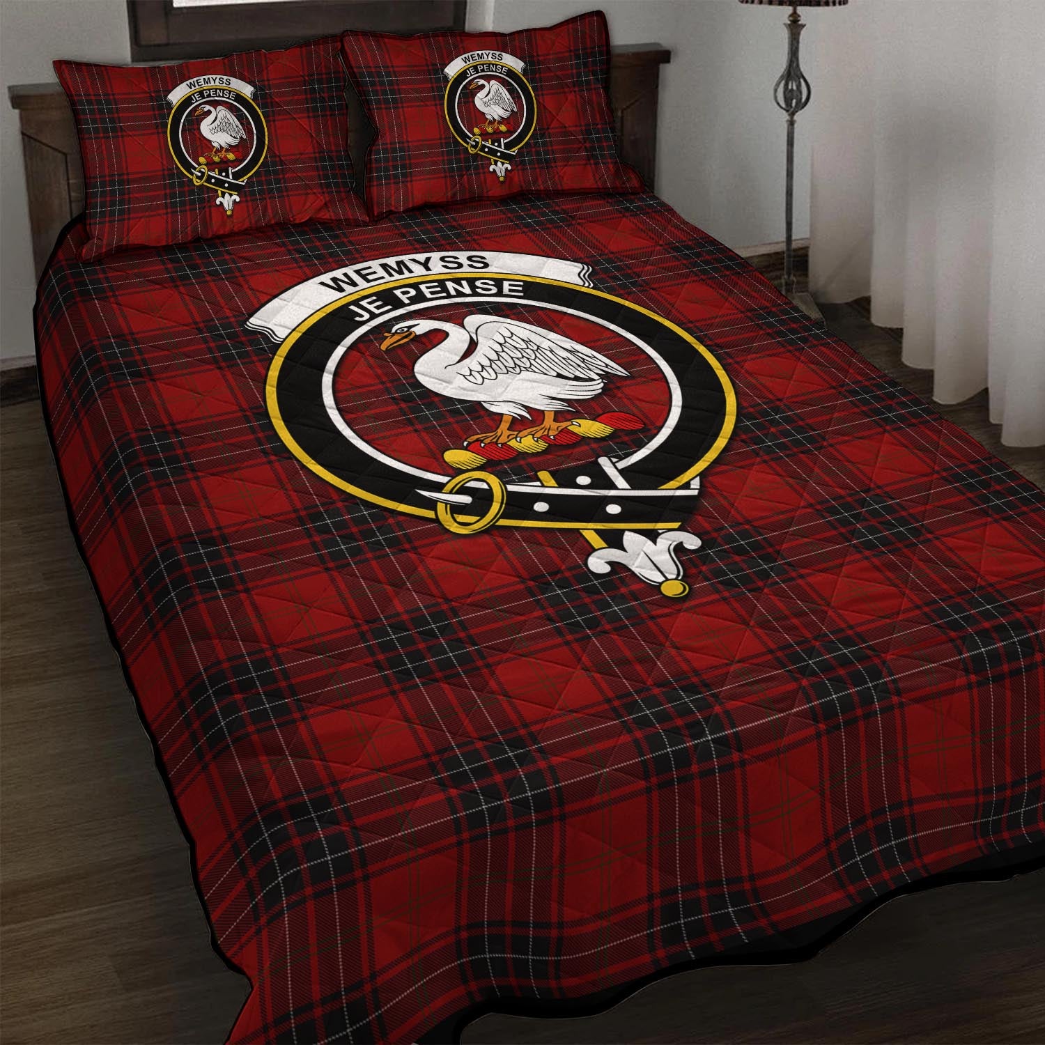 Wemyss Tartan Quilt Bed Set with Family Crest - Tartan Vibes Clothing