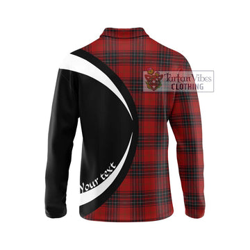 Wemyss Tartan Long Sleeve Polo Shirt with Family Crest Circle Style - Tartan Vibes Clothing