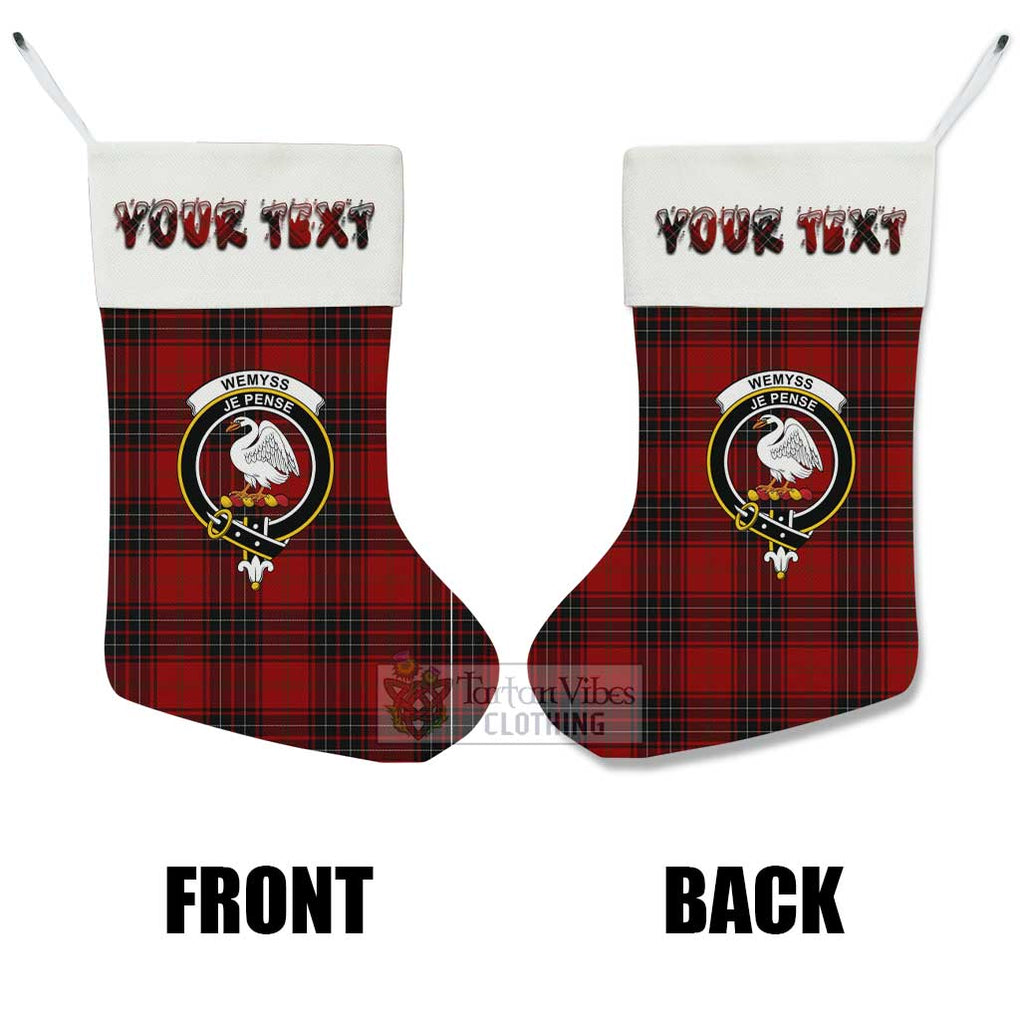 Tartan Vibes Clothing Wemyss Tartan Family Crest Christmas Stocking with Personalized Text