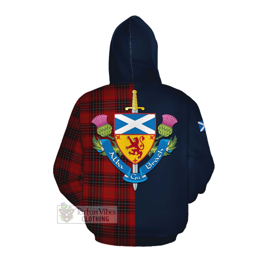 Tartan Vibes Clothing Wemyss Tartan Cotton Hoodie Alba with Scottish Lion Royal Arm Half Style