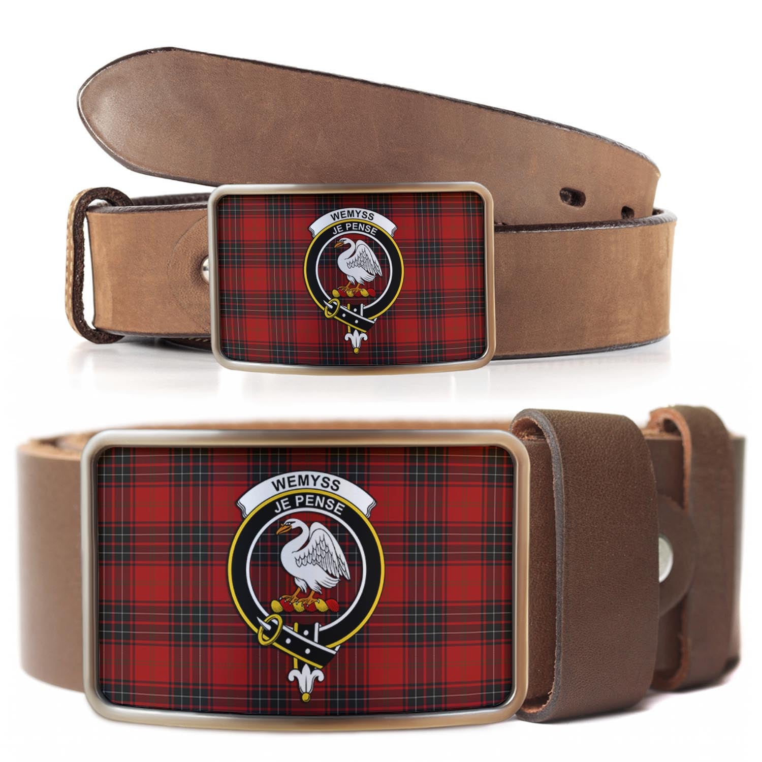 Wemyss Tartan Belt Buckles with Family Crest - Tartan Vibes Clothing