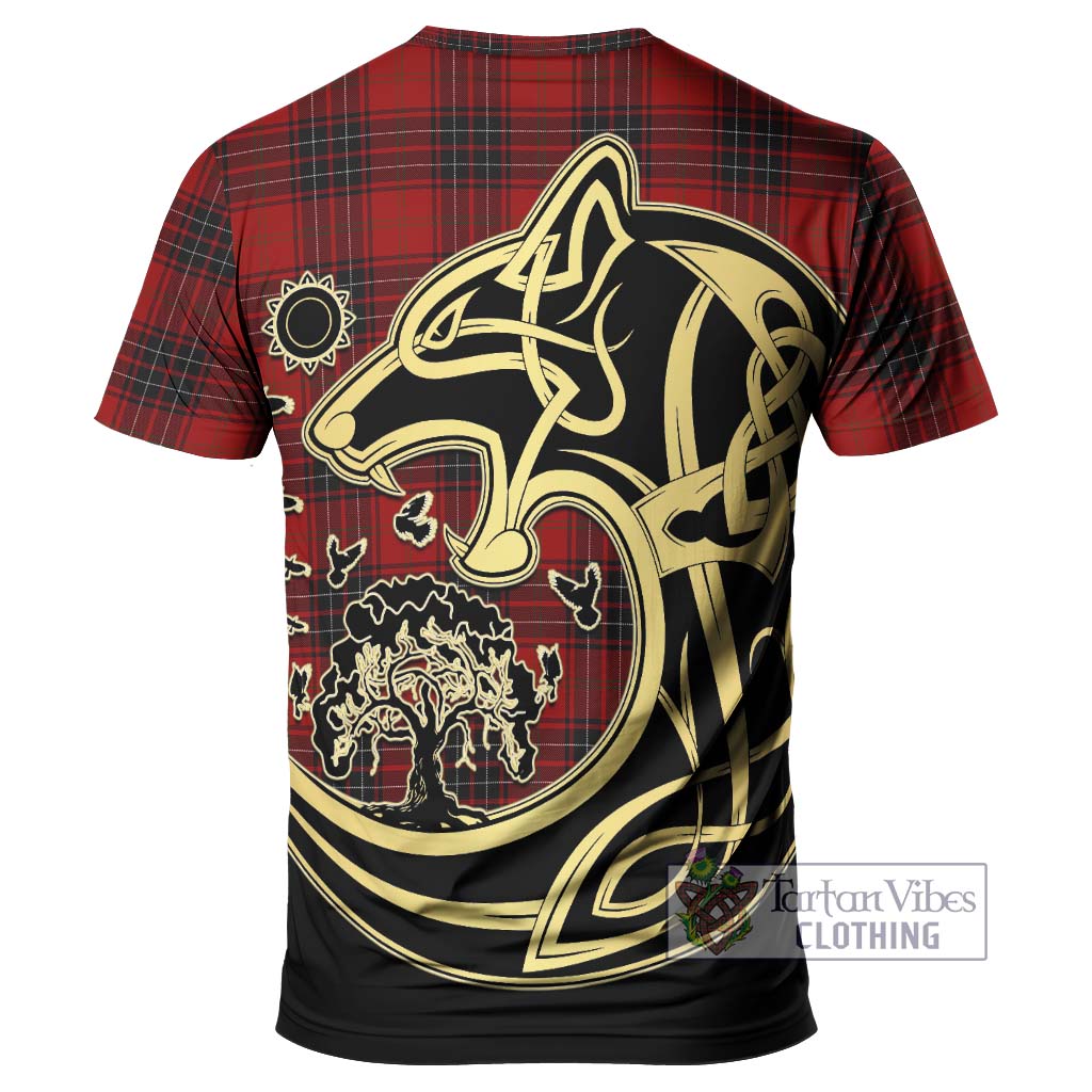 Tartan Vibes Clothing Wemyss Tartan T-Shirt with Family Crest Celtic Wolf Style