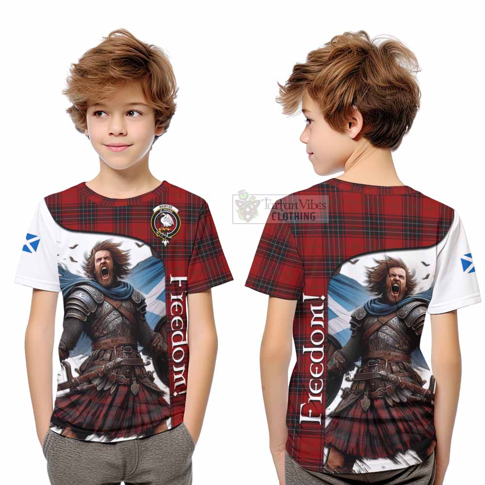 Tartan Vibes Clothing Wemyss Crest Tartan Kid T-Shirt Inspired by the Freedom of Scottish Warrior