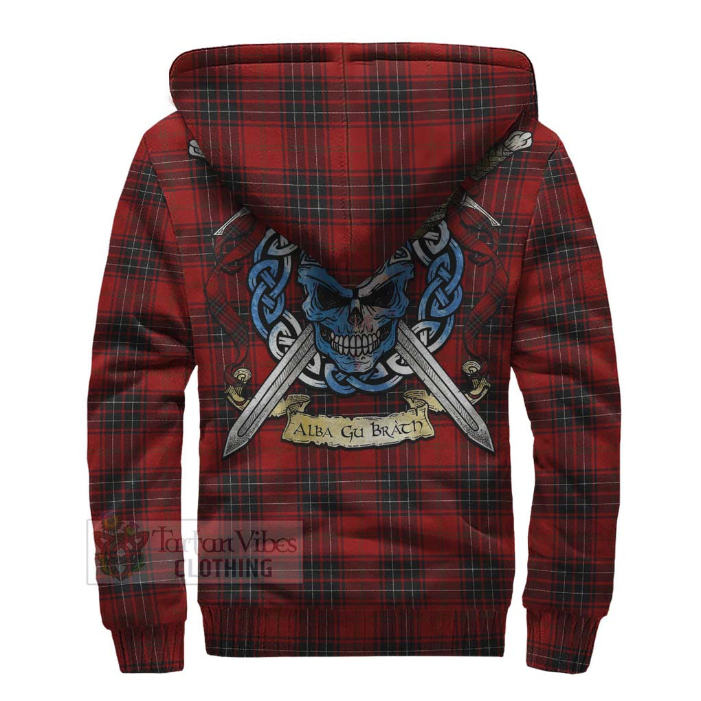 Tartan Vibes Clothing Wemyss Tartan Sherpa Hoodie with Family Crest Celtic Skull Style