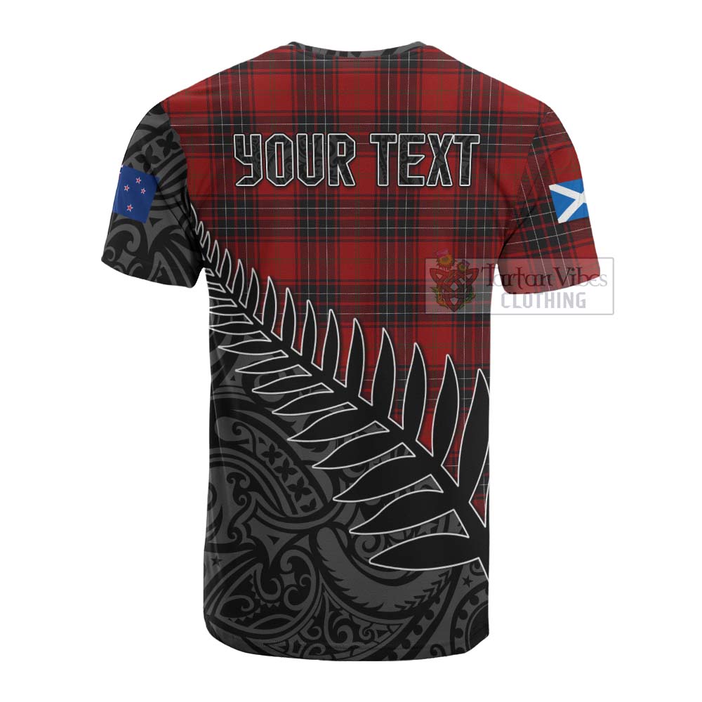 Tartan Vibes Clothing Wemyss Crest Tartan Cotton T-shirt with New Zealand Silver Fern Half Style