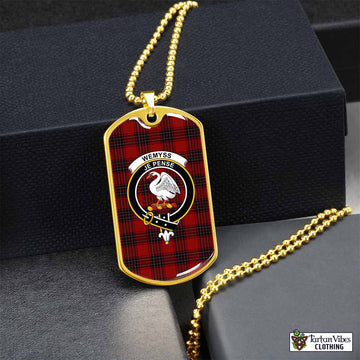 Wemyss Tartan Dog Tag Necklace with Family Crest