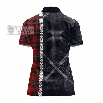 Wemyss Tartan Women's Polo Shirt with Family Crest Cross Sword Thistle Celtic Vibes