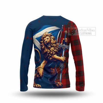 Wemyss Tartan Family Crest Long Sleeve T-Shirt with Scottish Majestic Lion