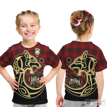 Wemyss Tartan Kid T-Shirt with Family Crest Celtic Wolf Style - Tartan Vibes Clothing