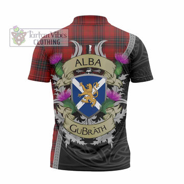 Wemyss Tartan Family Crest Zipper Polo Shirt Lion Rampant Royal Thistle Shield Celtic Inspired - Tartan Vibes Clothing