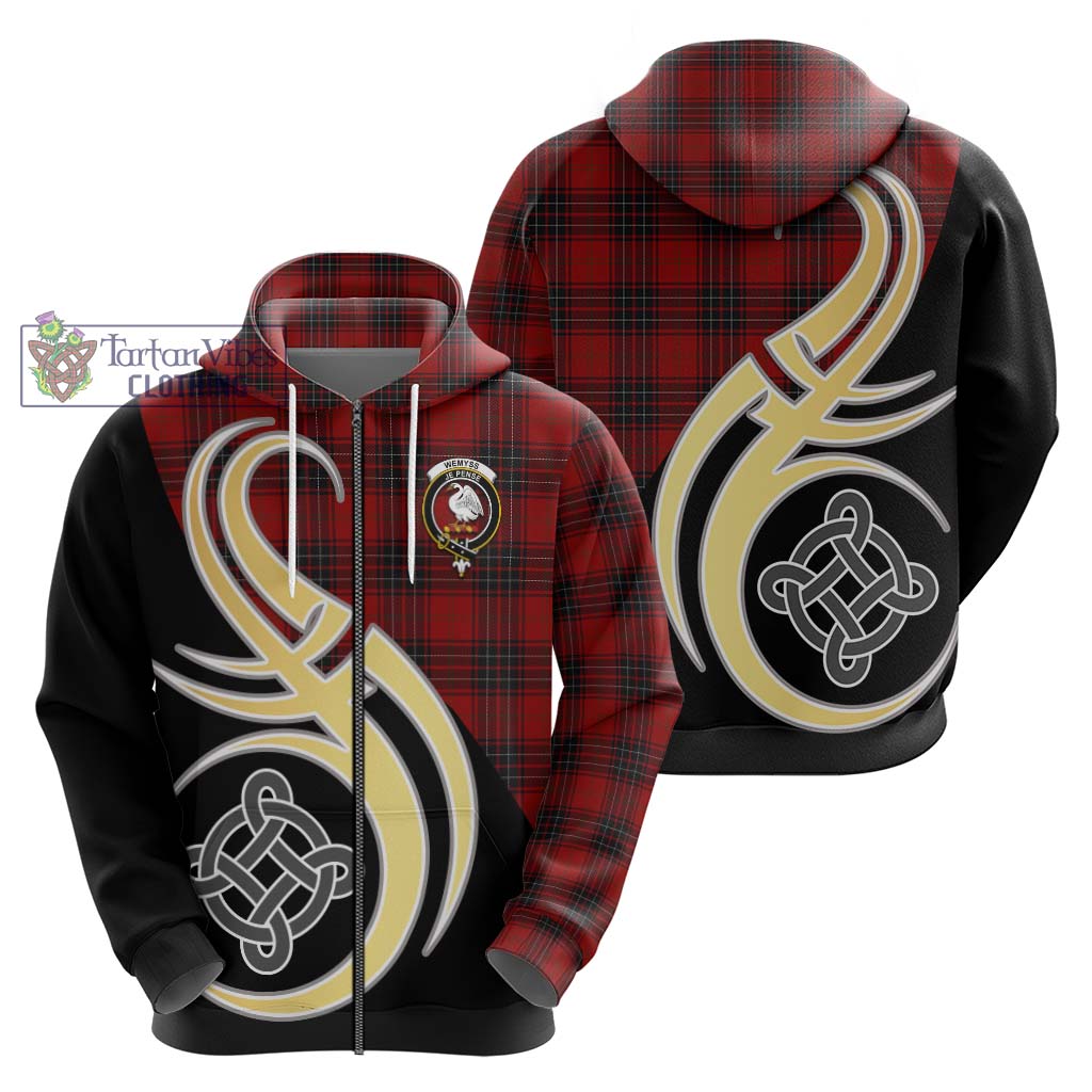 Wemyss Tartan Hoodie with Family Crest and Celtic Symbol Style - Tartan Vibes Clothing