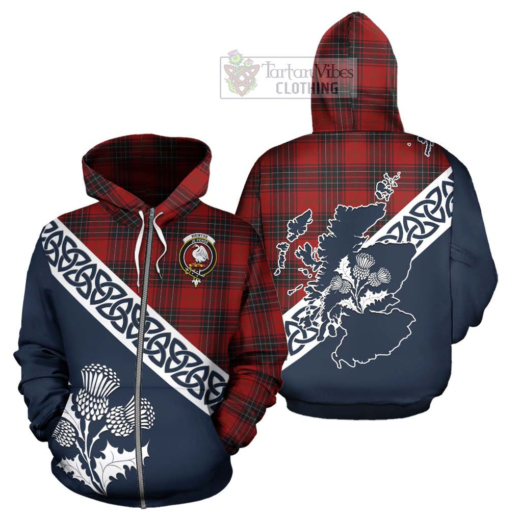 Tartan Vibes Clothing Wemyss Tartan Hoodie Featuring Thistle and Scotland Map