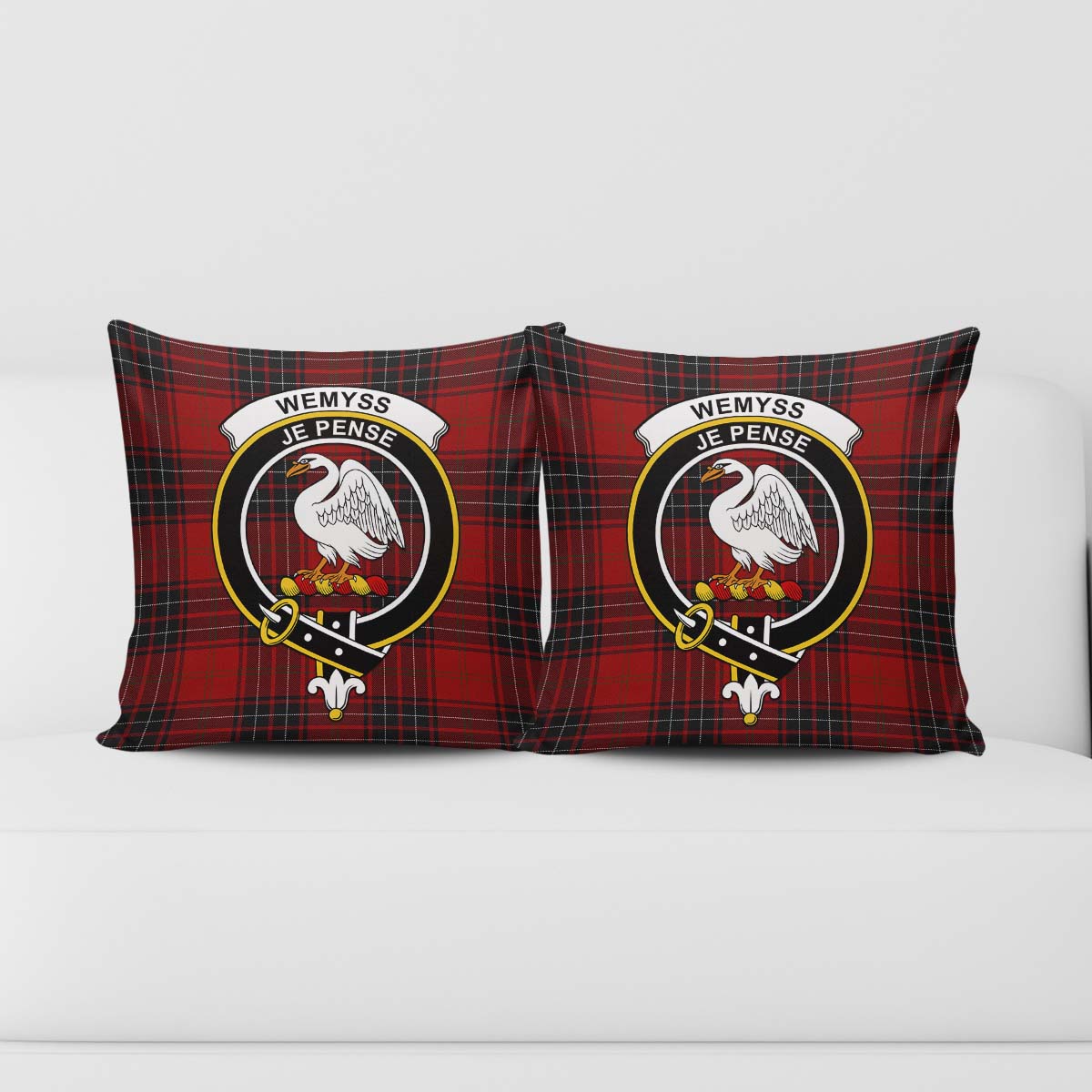 Wemyss Tartan Pillow Cover with Family Crest - Tartan Vibes Clothing