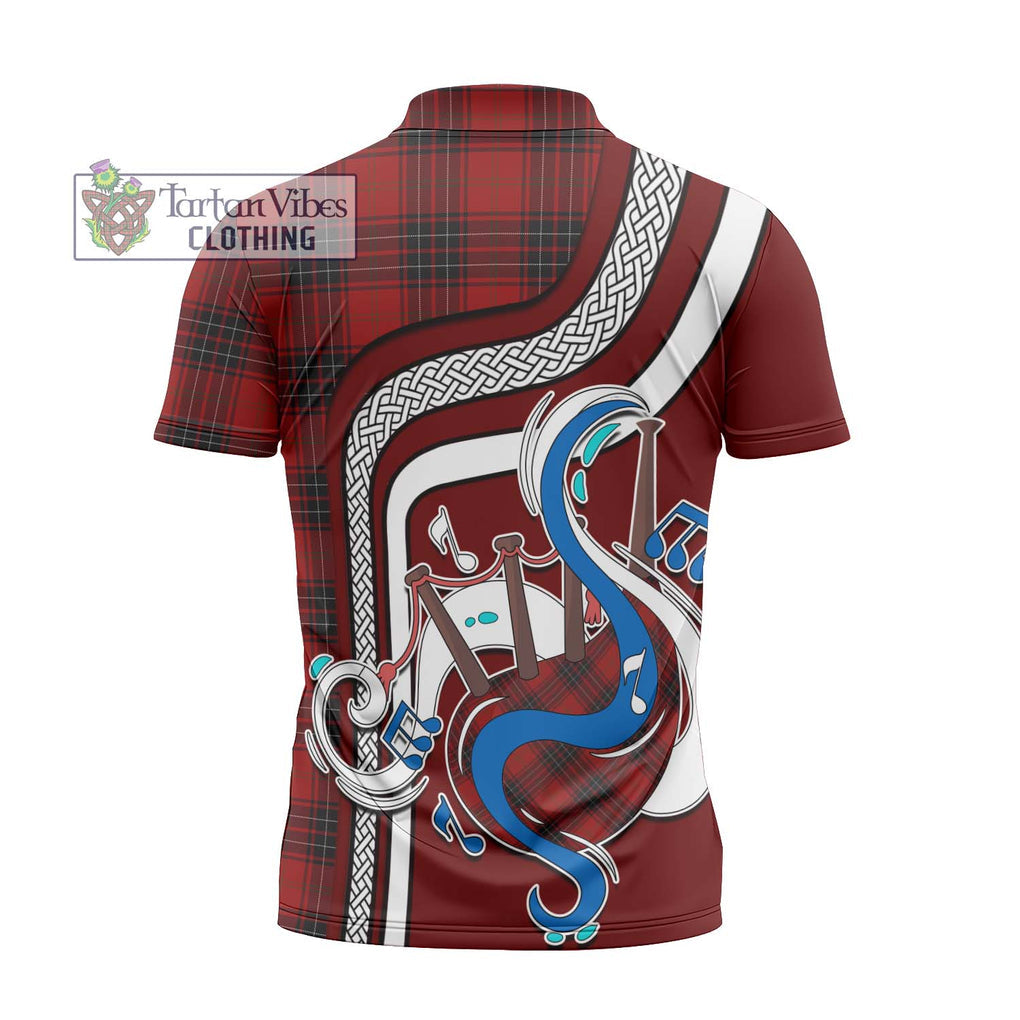 Wemyss Tartan Zipper Polo Shirt with Epic Bagpipe Style - Tartanvibesclothing Shop