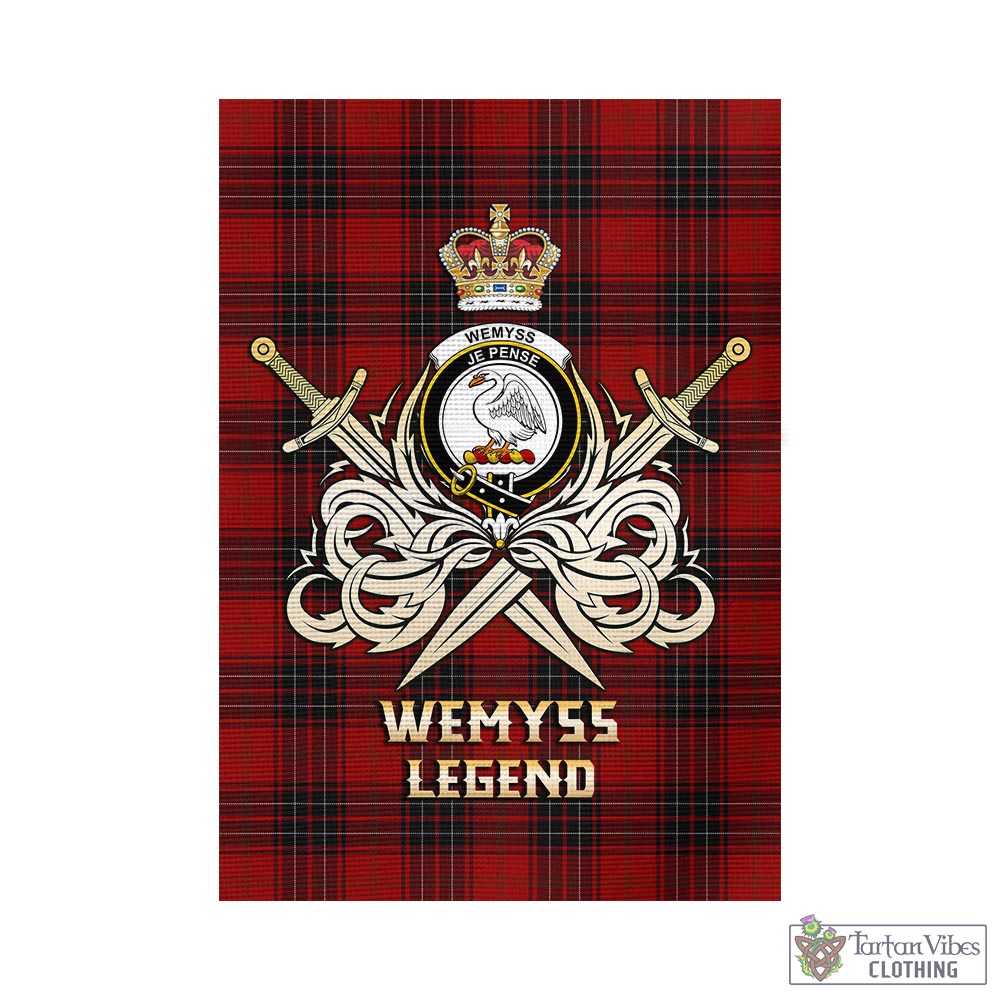 Tartan Vibes Clothing Wemyss Tartan Flag with Clan Crest and the Golden Sword of Courageous Legacy