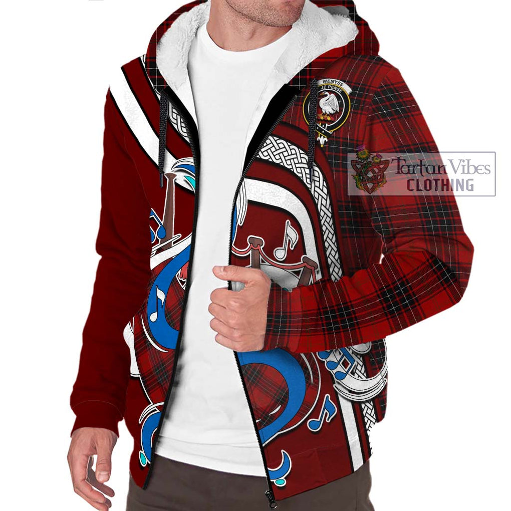 Wemyss Tartan Sherpa Hoodie with Epic Bagpipe Style Unisex - Tartanvibesclothing Shop