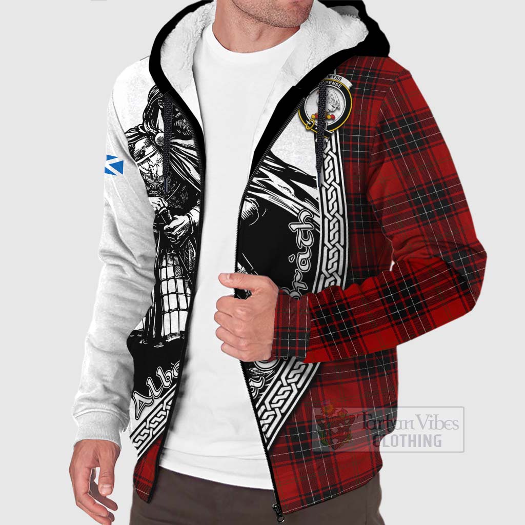 Tartan Vibes Clothing Wemyss Tartan Clan Crest Sherpa Hoodie with Highlander Warrior Celtic Style