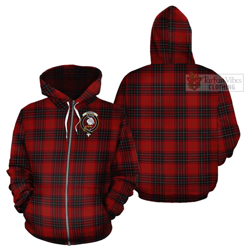 Wemyss Tartan Cotton Hoodie with Family Crest Zip Hoodie - Tartan Vibes Clothing