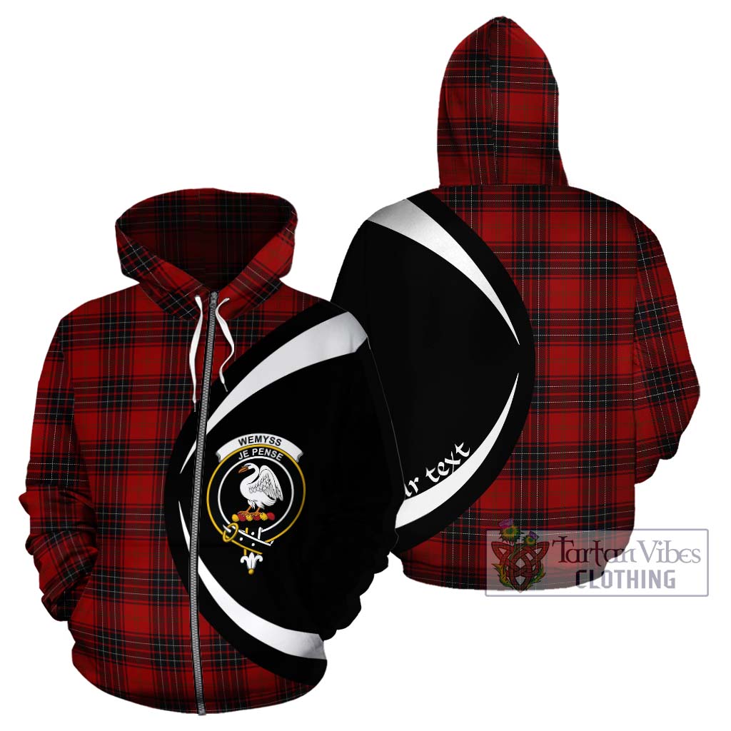 Wemyss Tartan Hoodie with Family Crest Circle Style - Tartan Vibes Clothing