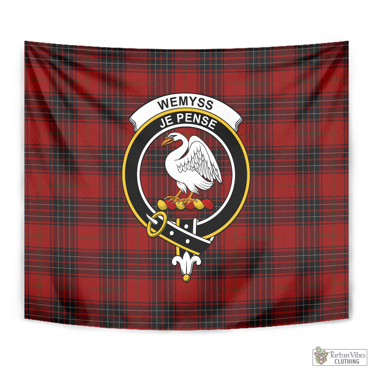 Tartan Vibes Clothing Wemyss Tartan Tapestry Wall Hanging and Home Decor for Room with Family Crest