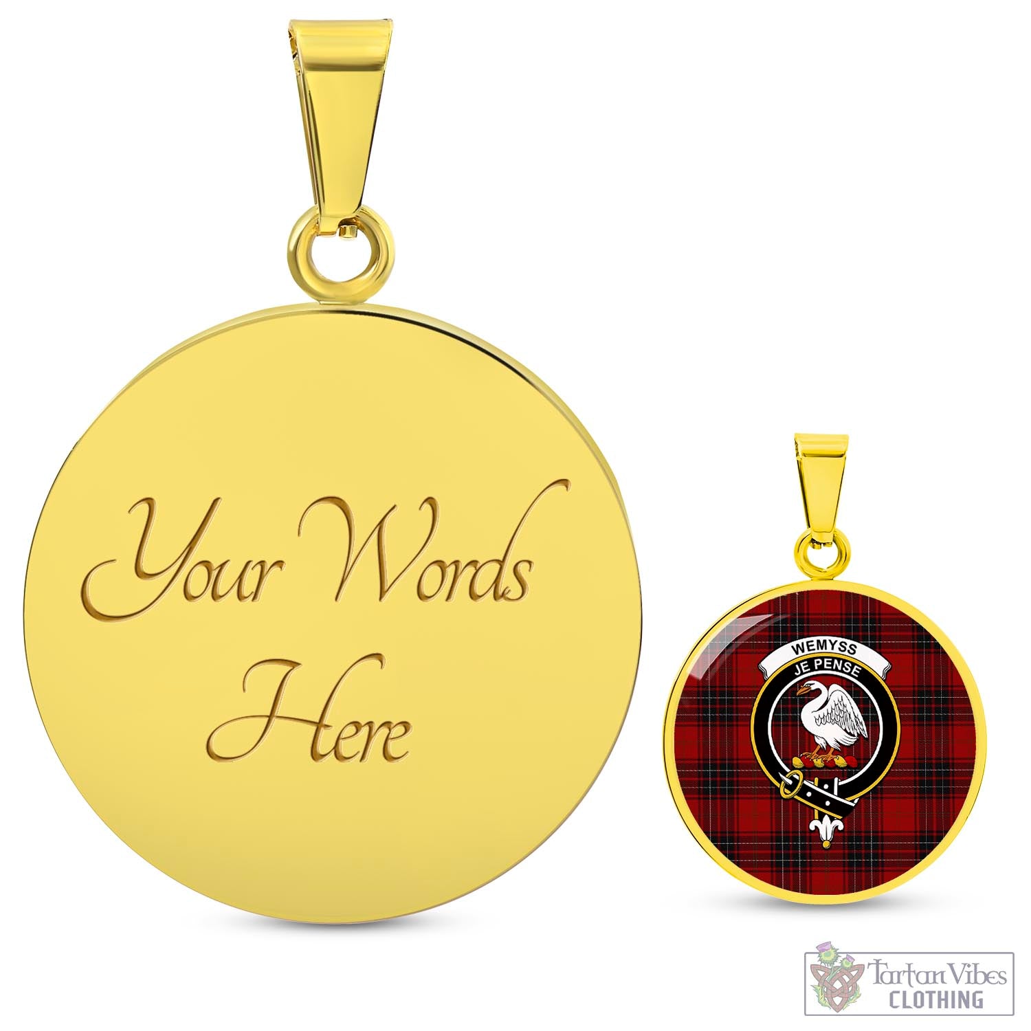 Tartan Vibes Clothing Wemyss Tartan Circle Necklace with Family Crest