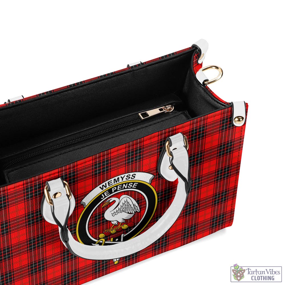 Tartan Vibes Clothing Wemyss Modern Tartan Luxury Leather Handbags with Family Crest