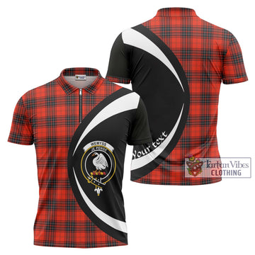 Wemyss Tartan Zipper Polo Shirt with Family Crest Circle Style