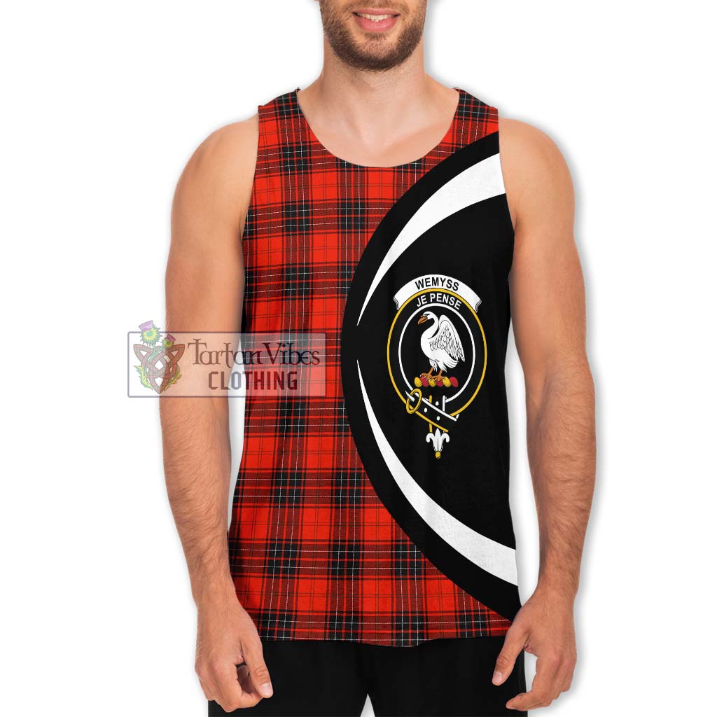 Tartan Vibes Clothing Wemyss Modern Tartan Men's Tank Top with Family Crest Circle Style