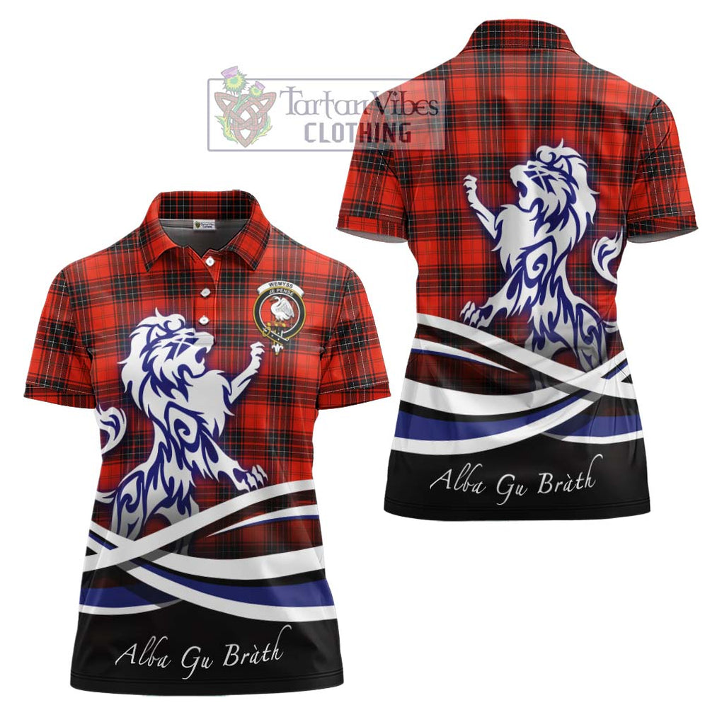 Wemyss Tartan Women's Polo Shirt with Alba Gu Brath Regal Lion Emblem Women - Tartanvibesclothing Shop