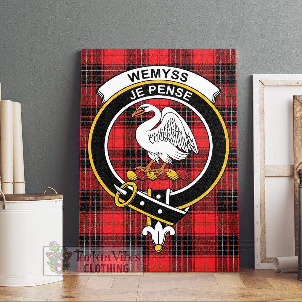 Wemyss Tartan Canvas Print Wall Art with Family Crest Without Frame - Tartan Vibes Clothing