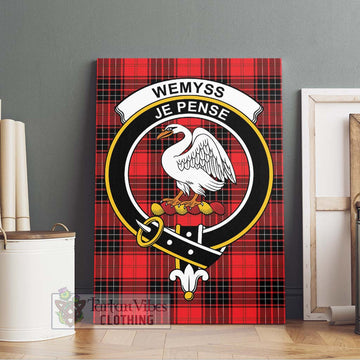 Wemyss Tartan Canvas Print Wall Art with Family Crest