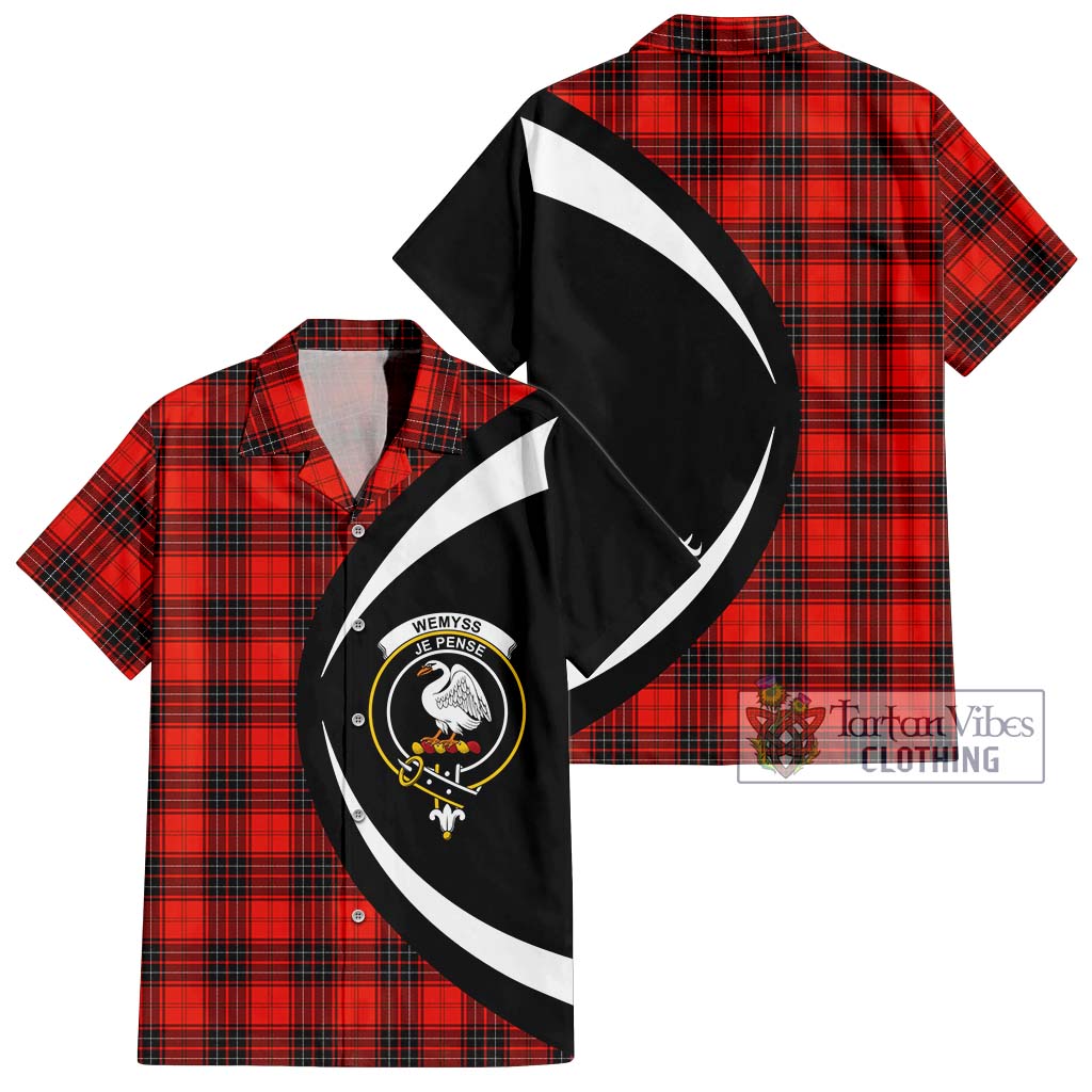 Tartan Vibes Clothing Wemyss Modern Tartan Short Sleeve Button Up with Family Crest Circle Style