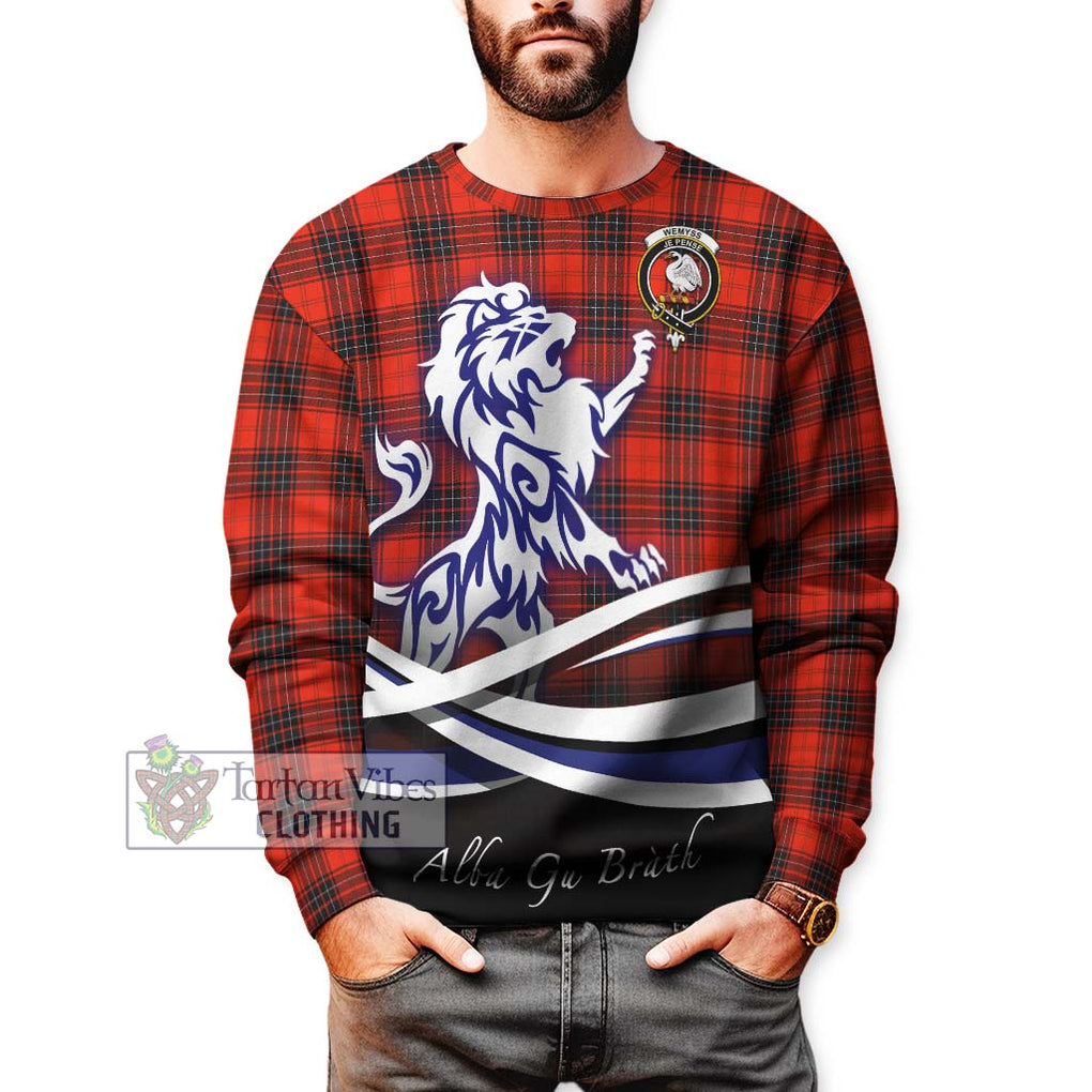 Wemyss Tartan Sweatshirt with Alba Gu Brath Regal Lion Emblem Unisex - Tartanvibesclothing Shop