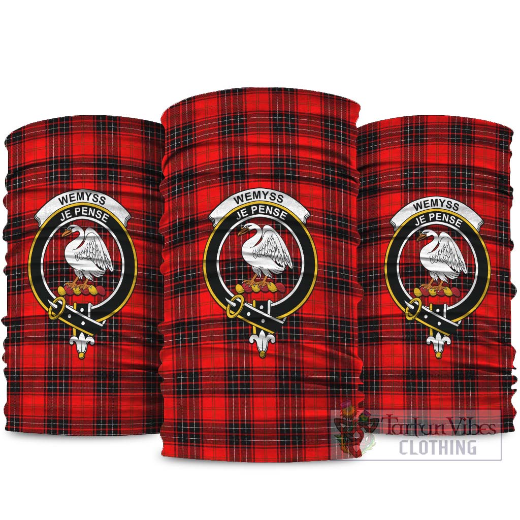 Wemyss Modern Tartan Neck Gaiters, Tartan Bandanas, Tartan Head Band with Family Crest