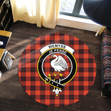 Wemyss Tartan Round Rug with Family Crest