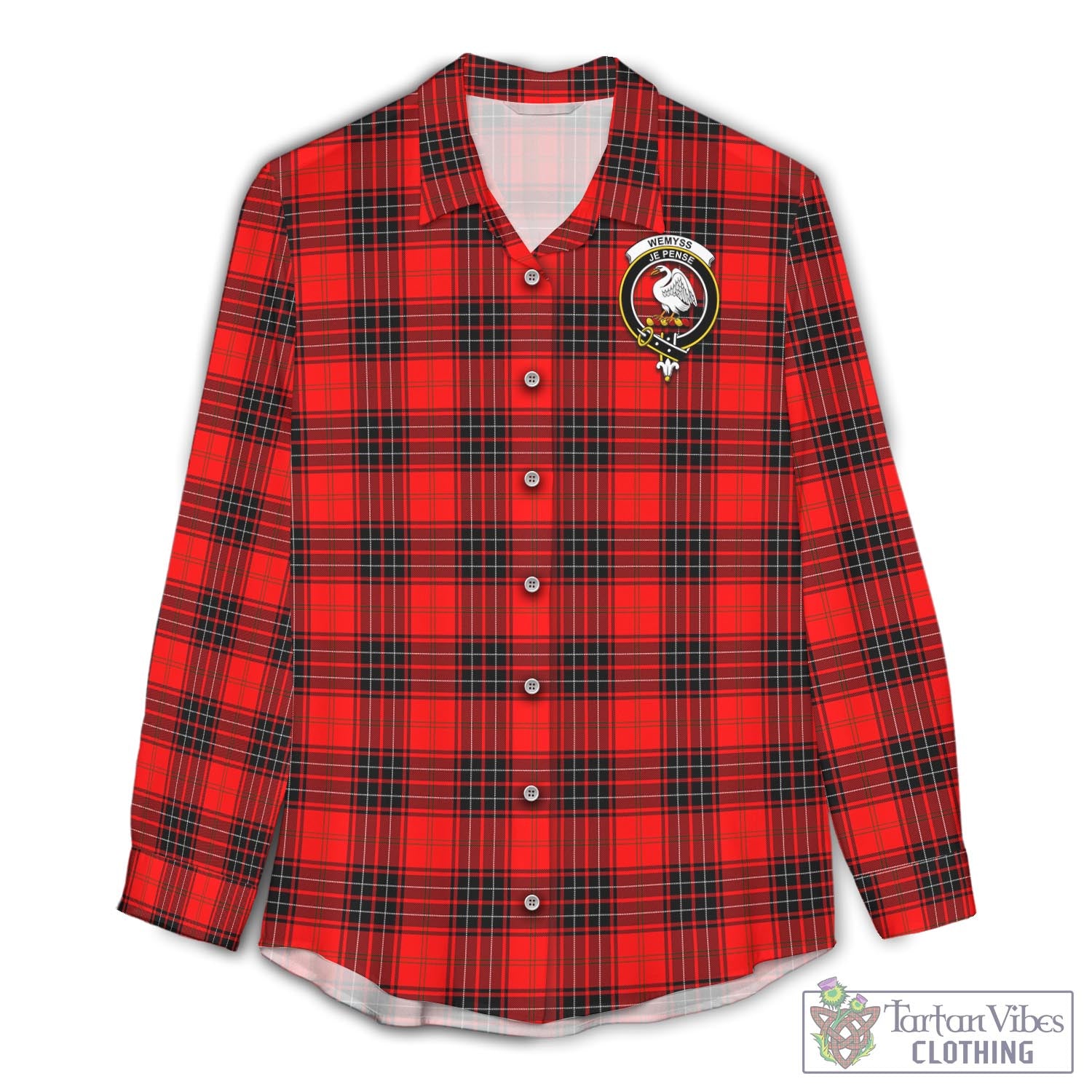 Tartan Vibes Clothing Wemyss Modern Tartan Womens Casual Shirt with Family Crest