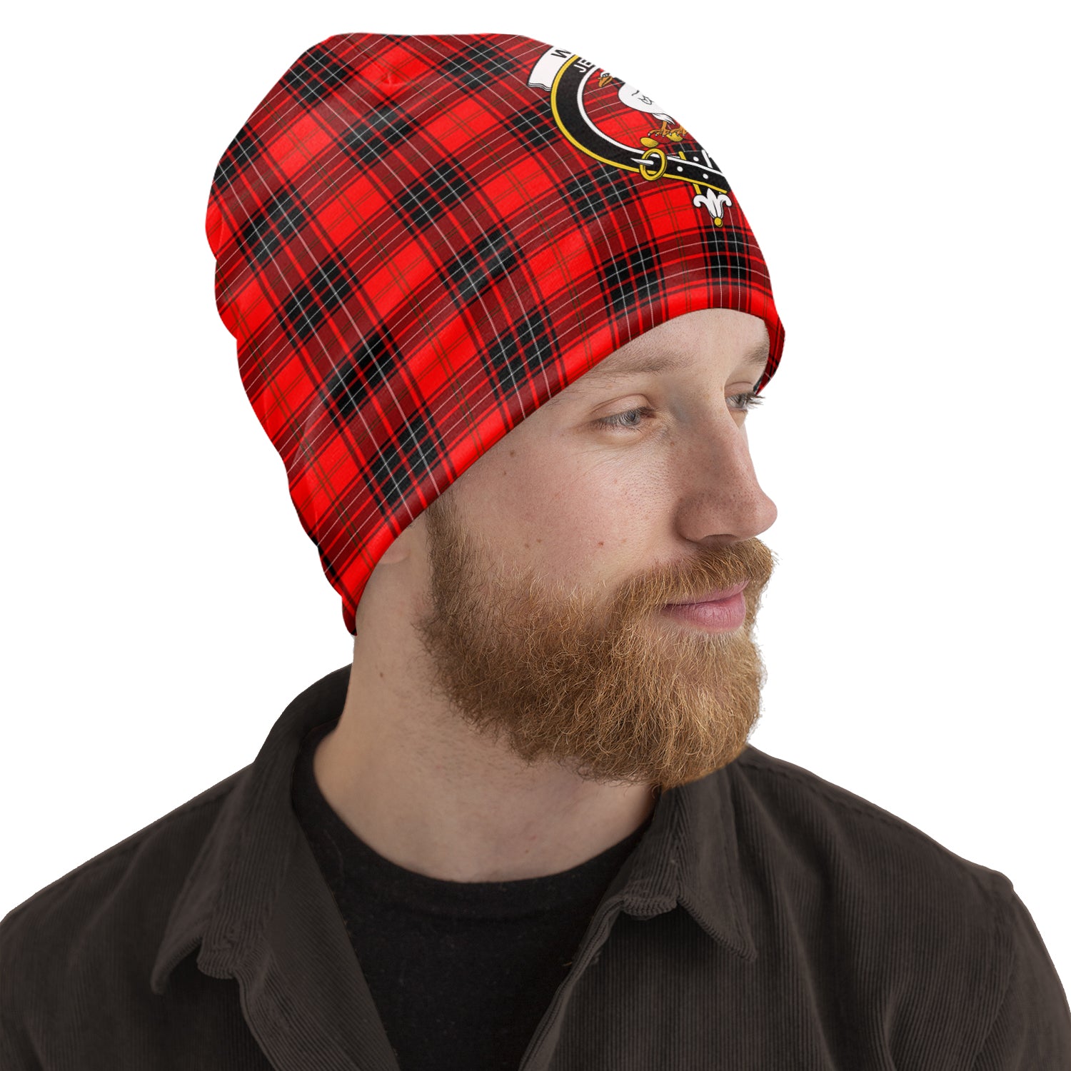 Wemyss Tartan Beanies Hat with Family Crest One Size 10.5*10.2 inches - Tartan Vibes Clothing